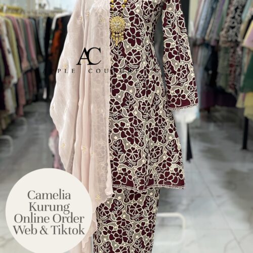 CAMELIA KURUNG PREMIUM GUIPURE LACE MAROON