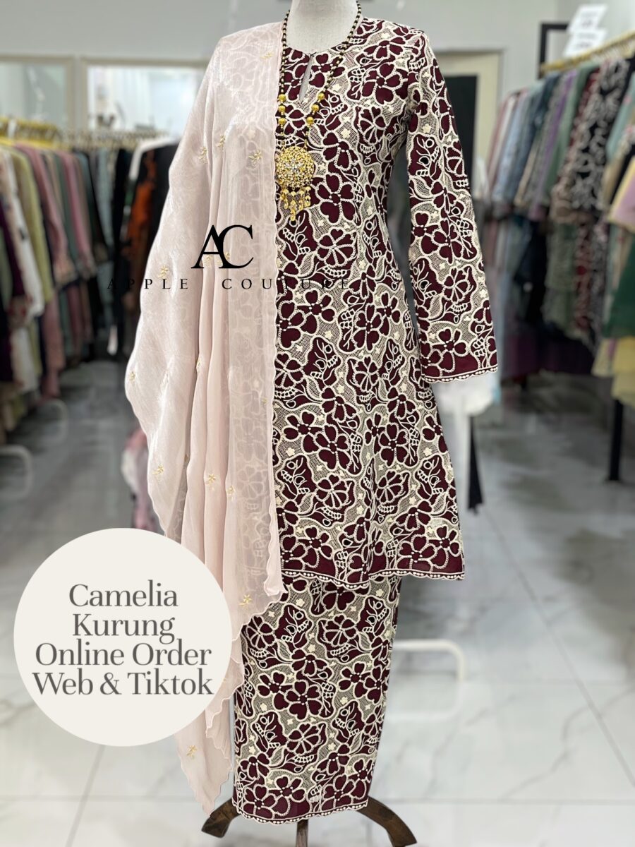 CAMELIA KURUNG PREMIUM GUIPURE LACE MAROON