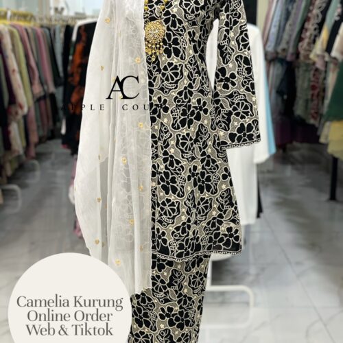 CAMELIA KURUNG PREMIUM GUIPURE LACE BLACK