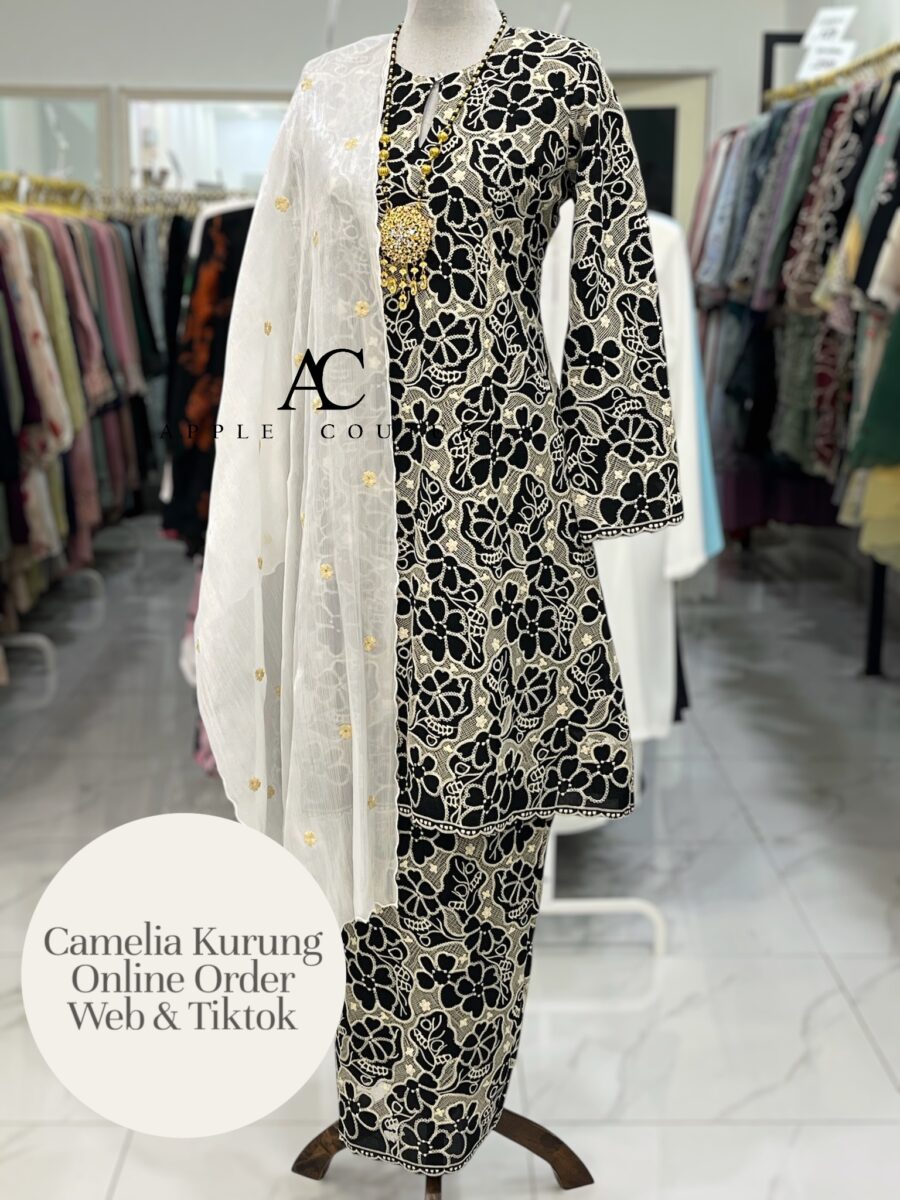 CAMELIA KURUNG PREMIUM GUIPURE LACE BLACK