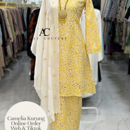 CAMELIA KURUNG PREMIUM GUIPURE LACE YELLOW
