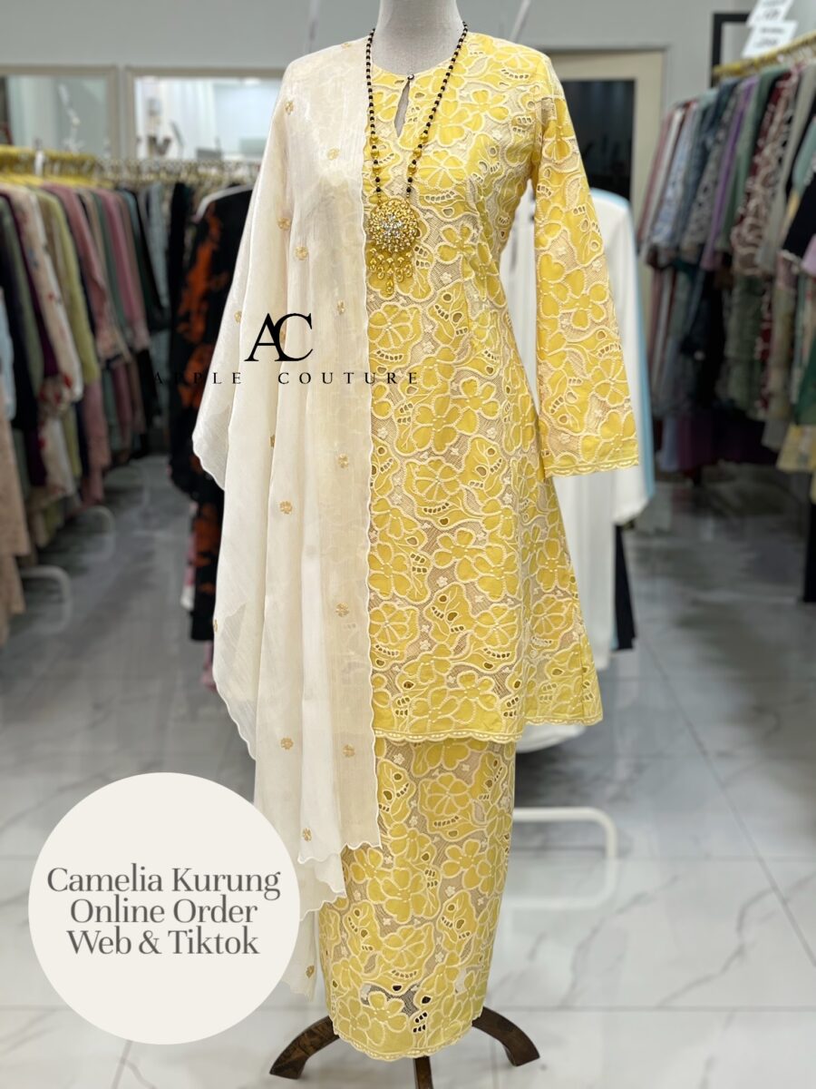 CAMELIA KURUNG PREMIUM GUIPURE LACE YELLOW