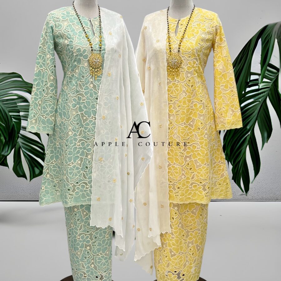 CAMELIA KURUNG PREMIUM GUIPURE LACE LIME - Image 3