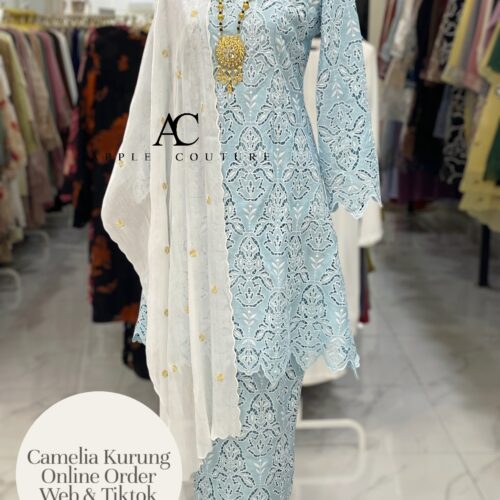 CAMELIA KURUNG PREMIUM GUIPURE LACE SOFT BLUE