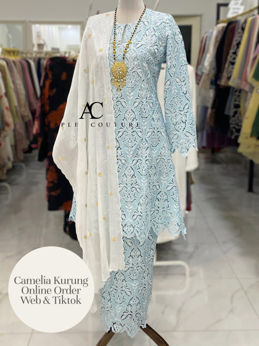 CAMELIA KURUNG PREMIUM GUIPURE LACE SOFT BLUE