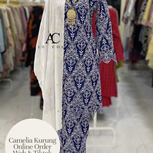 CAMELIA KURUNG PREMIUM GUIPURE LACE NAVY BLUE