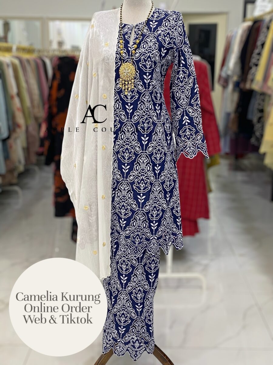 CAMELIA KURUNG PREMIUM GUIPURE LACE NAVY BLUE