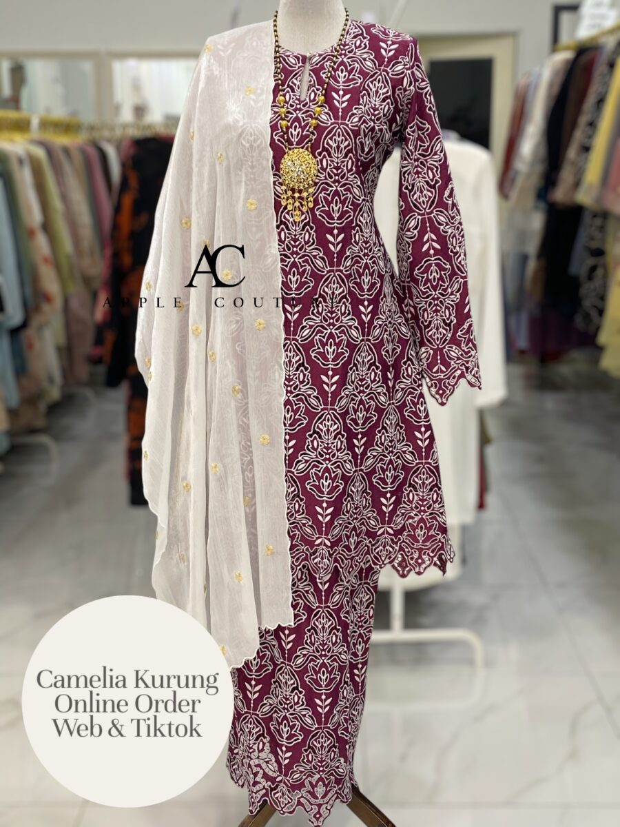CAMELIA KURUNG PREMIUM GUIPURE LACE BURGUNDY