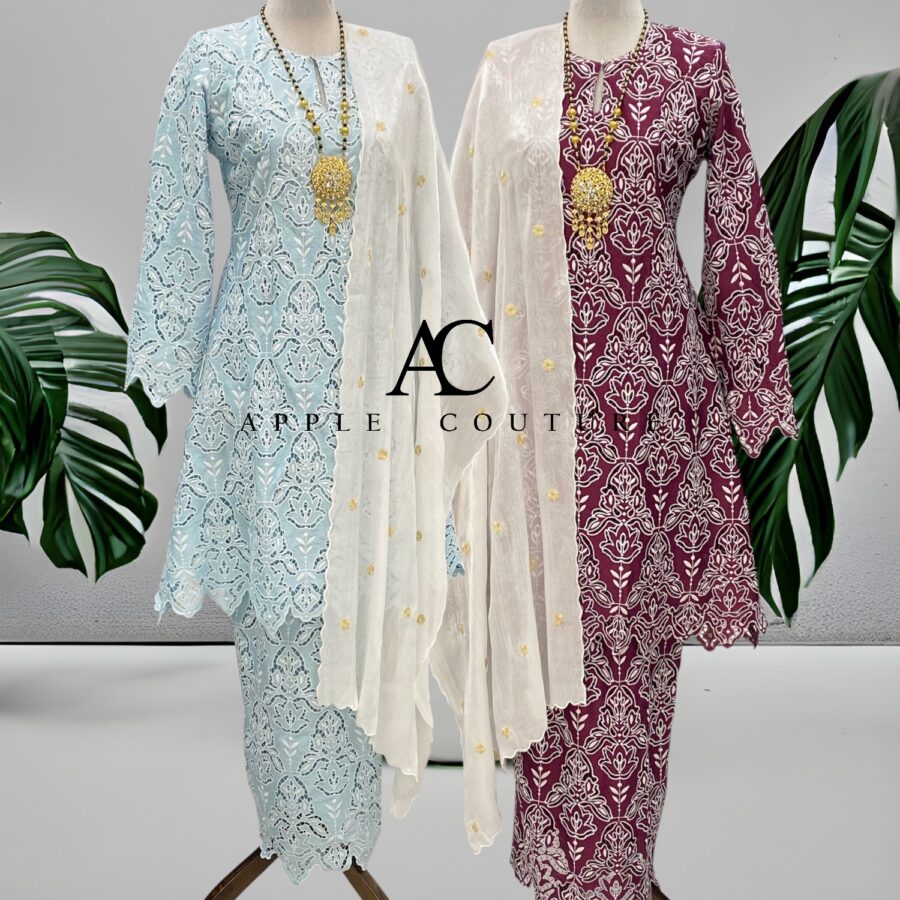 CAMELIA KURUNG PREMIUM GUIPURE LACE SOFT BLUE - Image 3