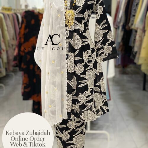 KEBAYA LABUH PREMIUM SILK BLEND EMBROIDERY BLACK