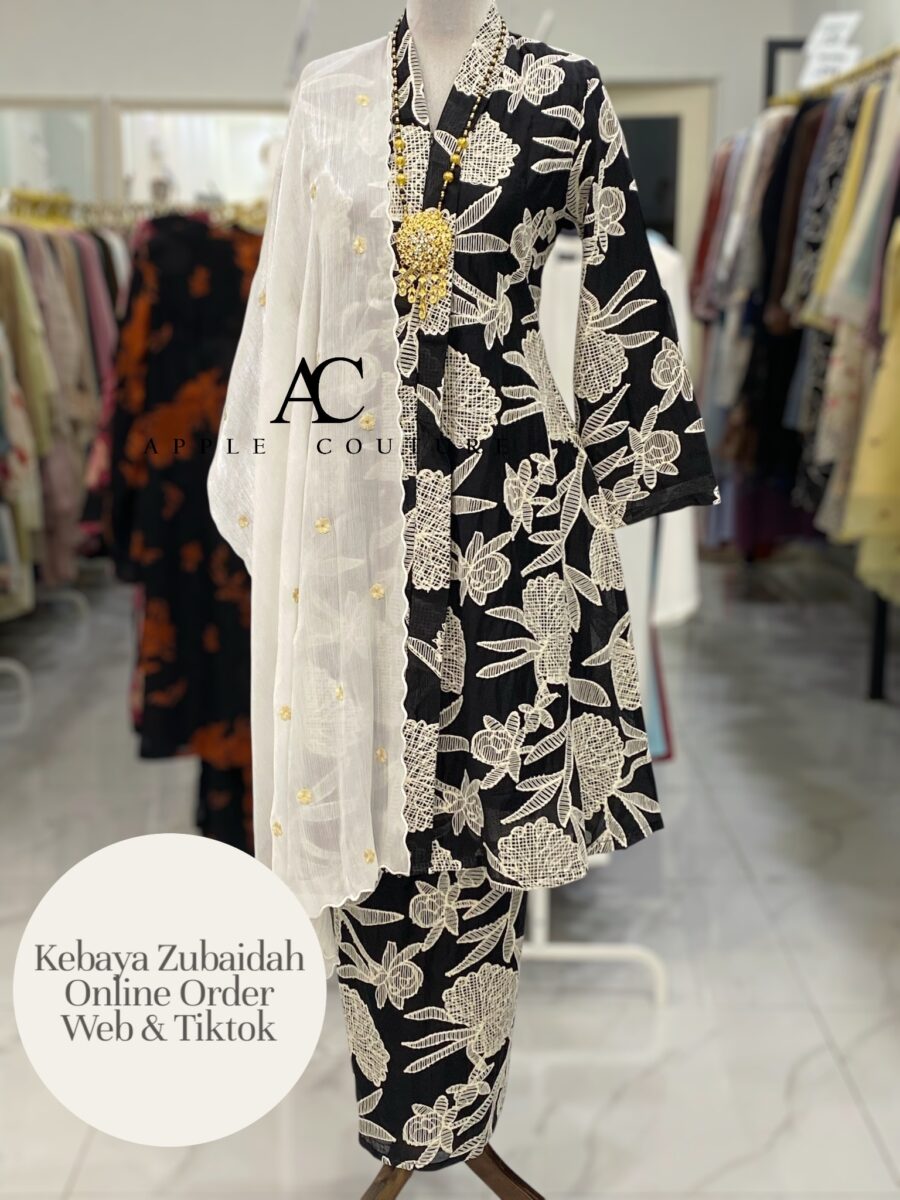 KEBAYA LABUH PREMIUM SILK BLEND EMBROIDERY BLACK