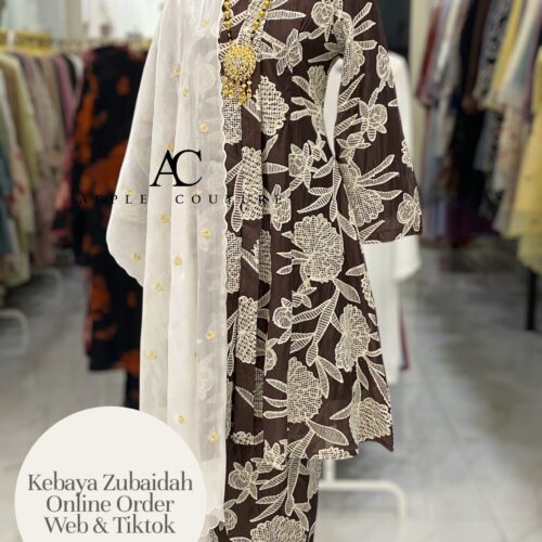KEBAYA LABUH PREMIUM SILK BLEND EMBROIDERY BROWN