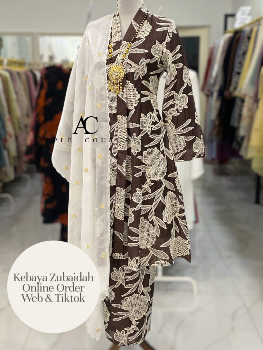 KEBAYA LABUH PREMIUM SILK BLEND EMBROIDERY BROWN