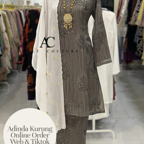 ADINDA KURUNG 2.0 SILK BLEND EMBROIDERY DARK GREY