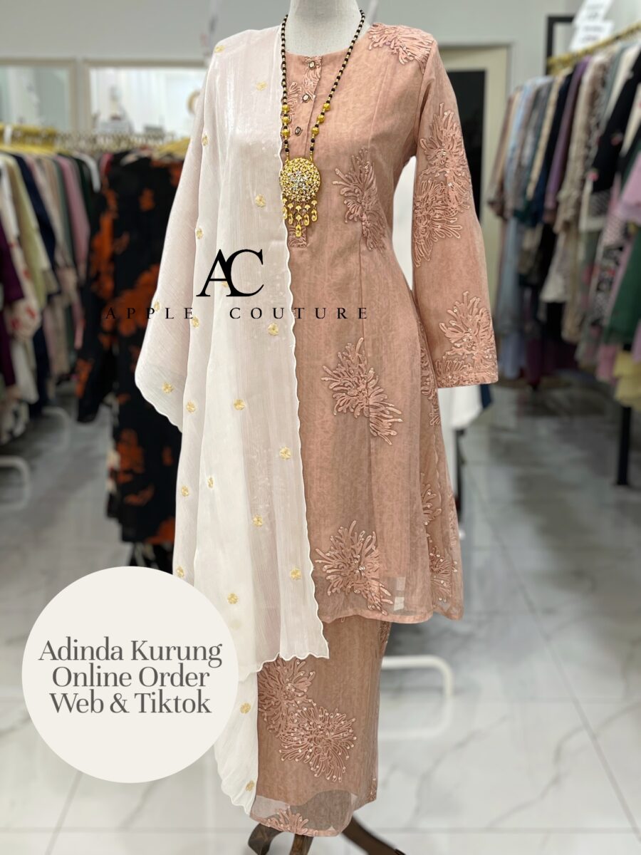 ADINDA KURUNG 2.0 SILK BLEND EMBROIDERY PEACH