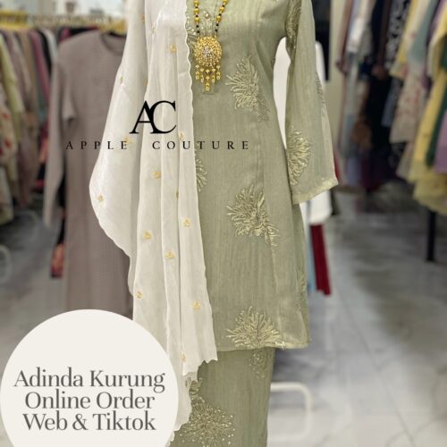 ADINDA KURUNG 2.0 SILK BLEND EMBROIDERY SAGE GREEN