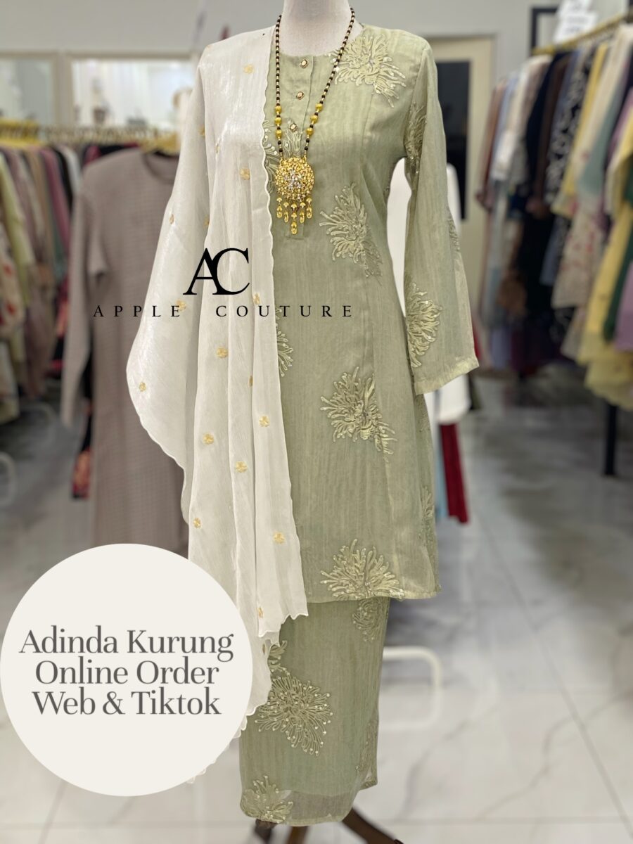 ADINDA KURUNG 2.0 SILK BLEND EMBROIDERY SAGE GREEN