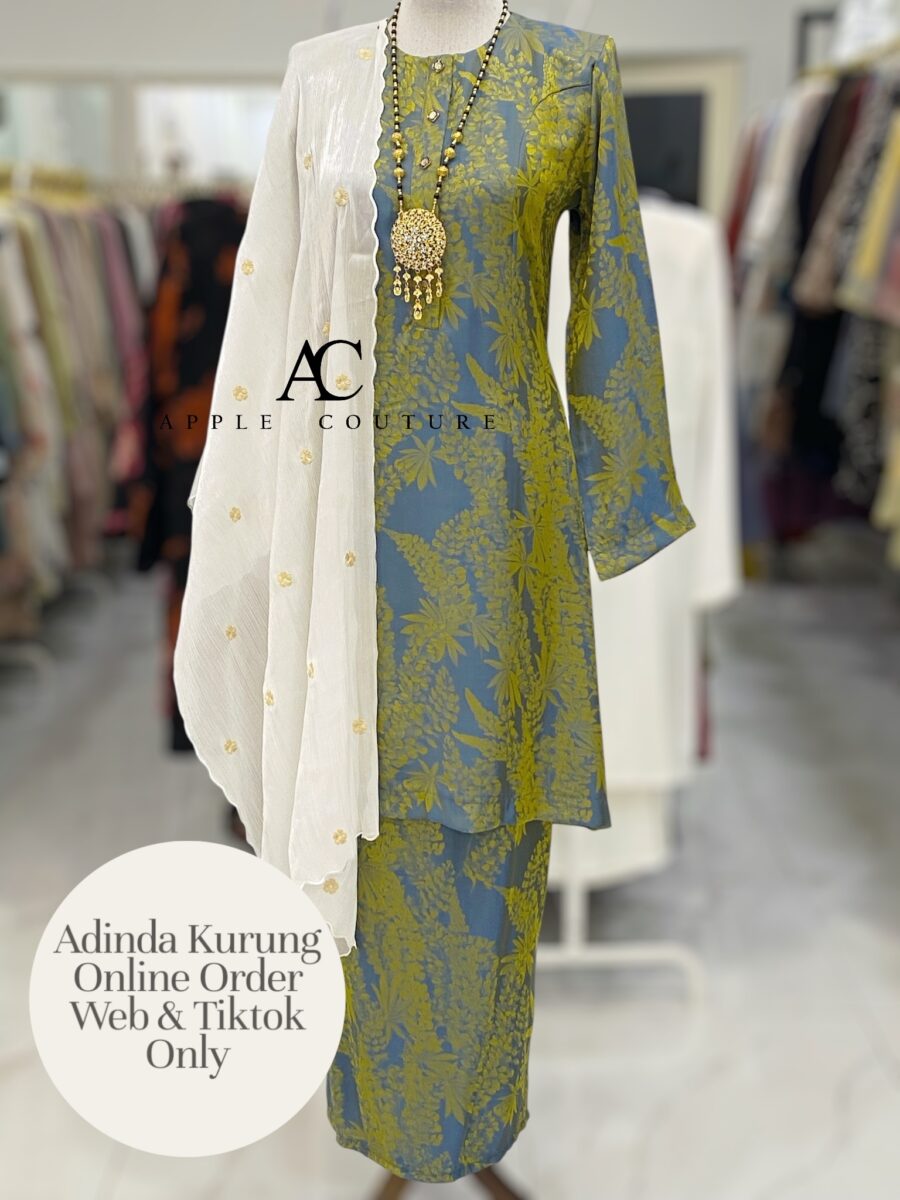 ADINDA KURUNG SOFT JACQUARD ASH BLUE LIME