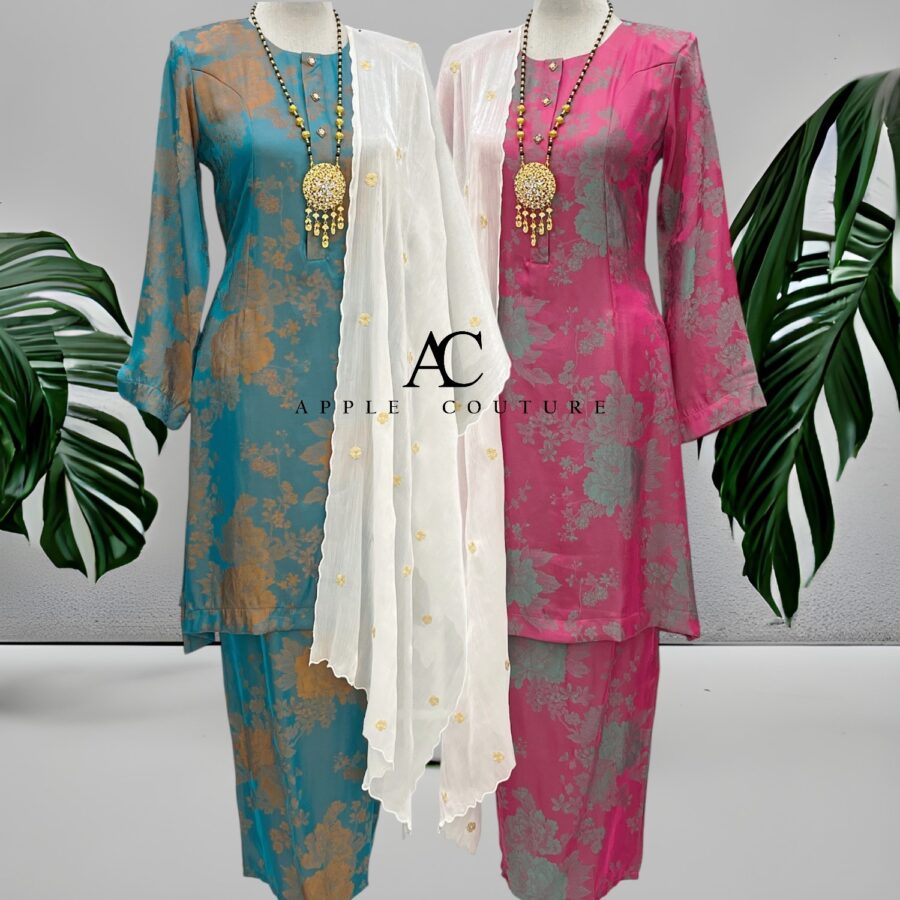 ADINDA KURUNG SOFT JACQUARD ASH BLUE LIME - Image 2