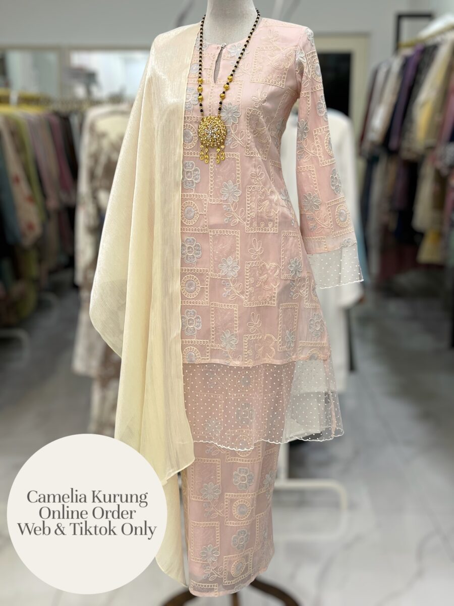 CAMELIA KURUNG PREMIUM ORGANZA EMBROIDERY SOFT PINK