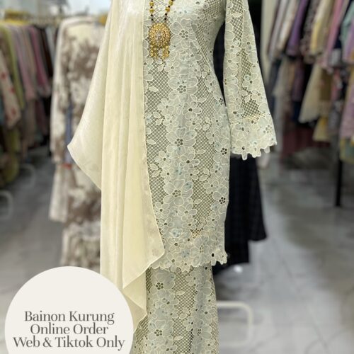 BAINON KURUNG PREMIUM LACE EMBROIDERY MINT GREEN
