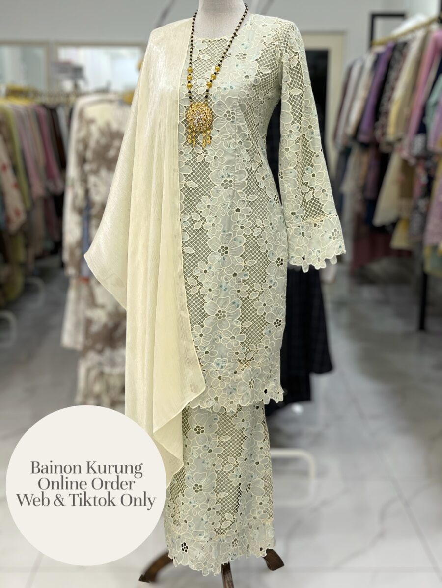 BAINON KURUNG PREMIUM LACE EMBROIDERY MINT