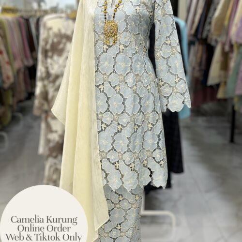 CAMELIA KURUNG PREMIUM LACE EMBROIDERY BABY BLUE