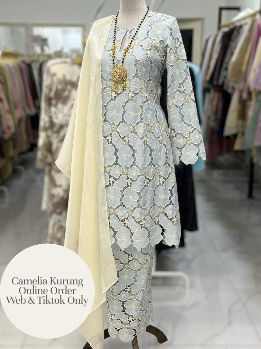 CAMELIA KURUNG PREMIUM LACE EMBROIDERY BABY BLUE