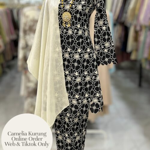 CAMELIA KURUNG PREMIUM LACE EMBROIDERY BLACK