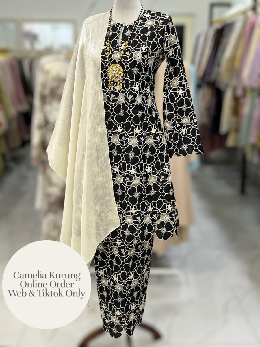 CAMELIA KURUNG PREMIUM LACE EMBROIDERY BLACK