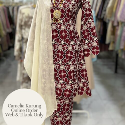 CAMELIA KURUNG PREMIUM LACE EMBROIDERY MAROON