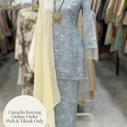CAMELIA KURUNG PREMIUM SOFT JACQUARD DUSTY BLUE