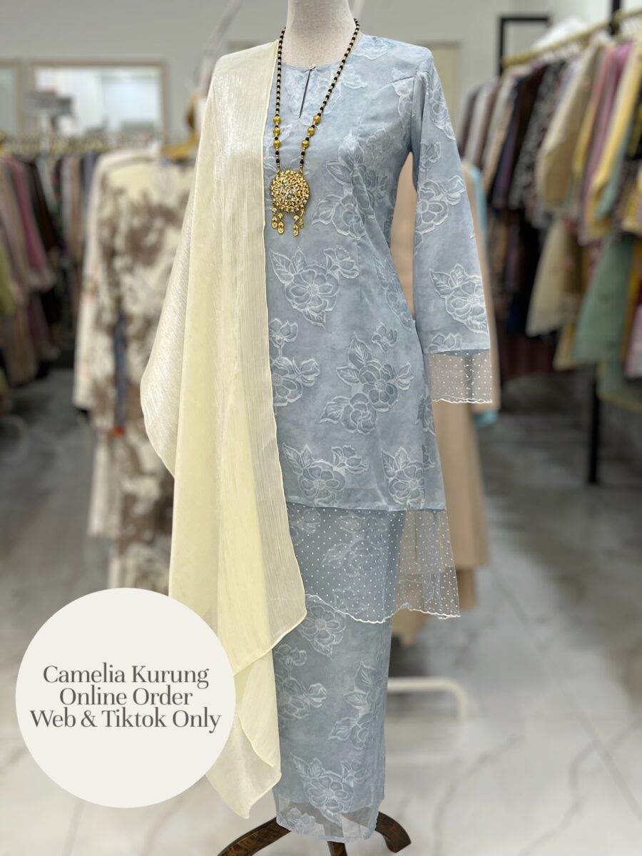 CAMELIA KURUNG PREMIUM SOFT JACQUARD DUSTY BLUE