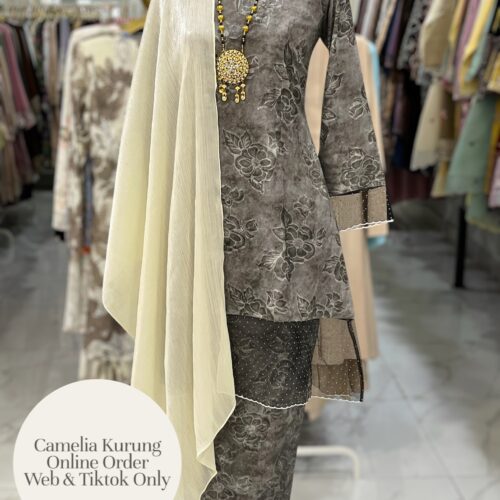 CAMELIA KURUNG PREMIUM SOFT JACQUARD CHARCOAL GREY