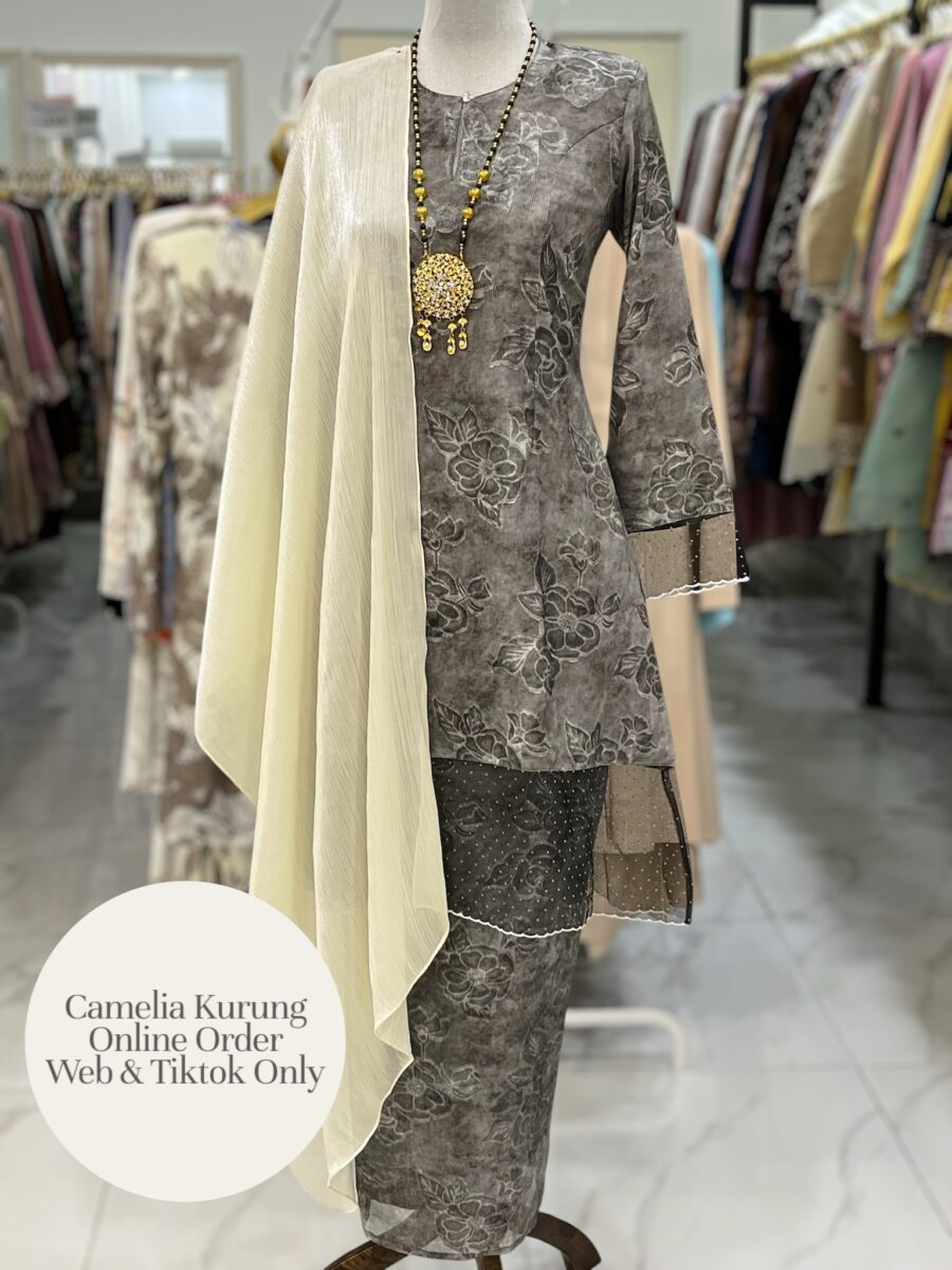CAMELIA KURUNG PREMIUM SOFT JACQUARD CHARCOAL GREY