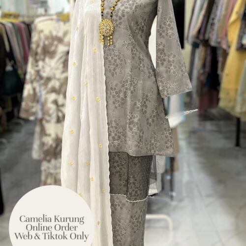 CAMELIA KURUNG PREMIUM ORGANZA ASH GRAY