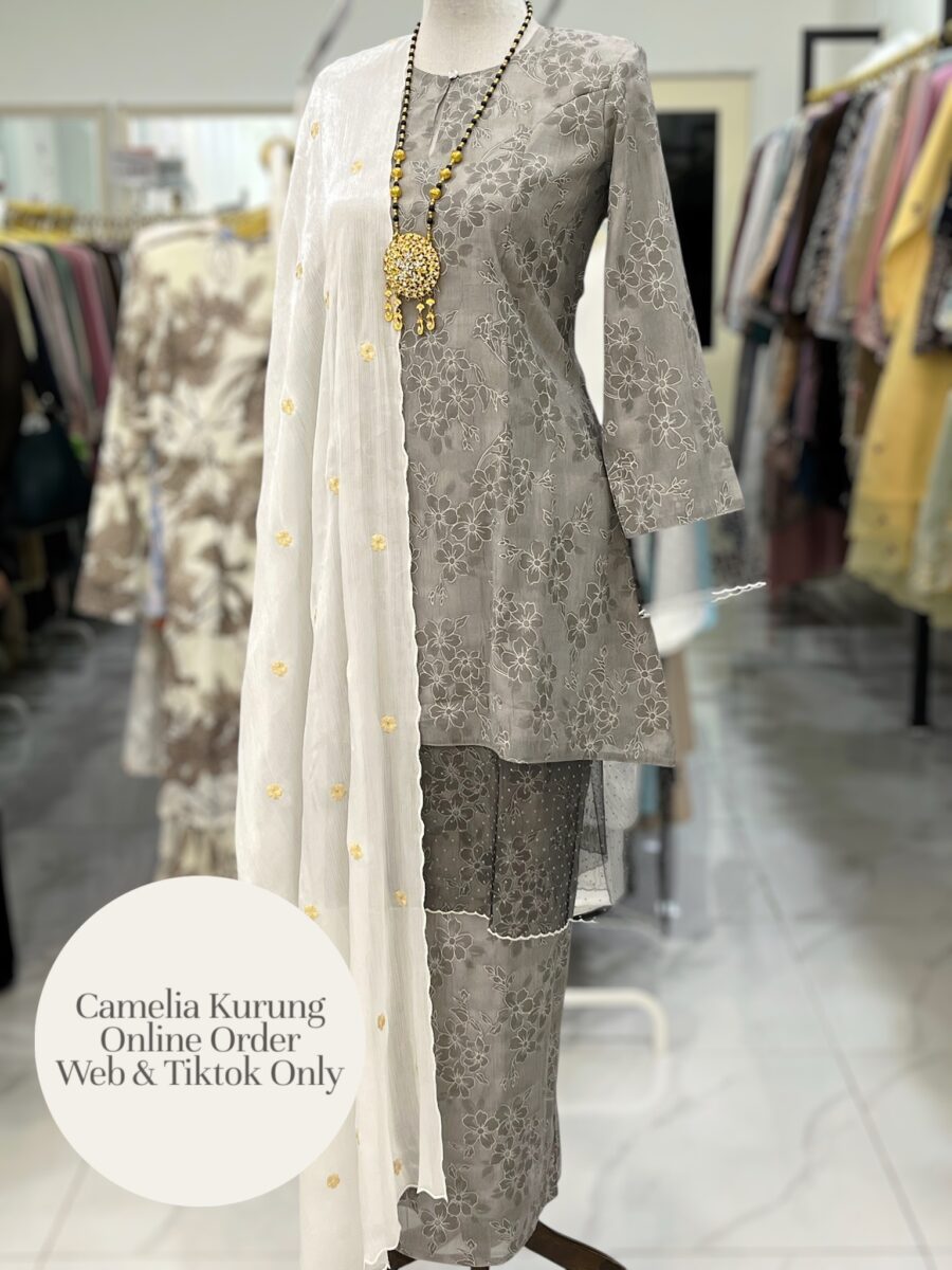 CAMELIA KURUNG PREMIUM ORGANZA ASH GRAY