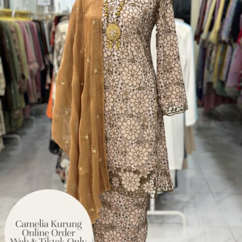 CAMELIA KURUNG PREMIUM LACE EMBROIDERY KHAKI