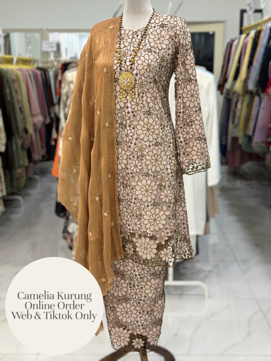 CAMELIA KURUNG PREMIUM LACE EMBROIDERY KHAKI