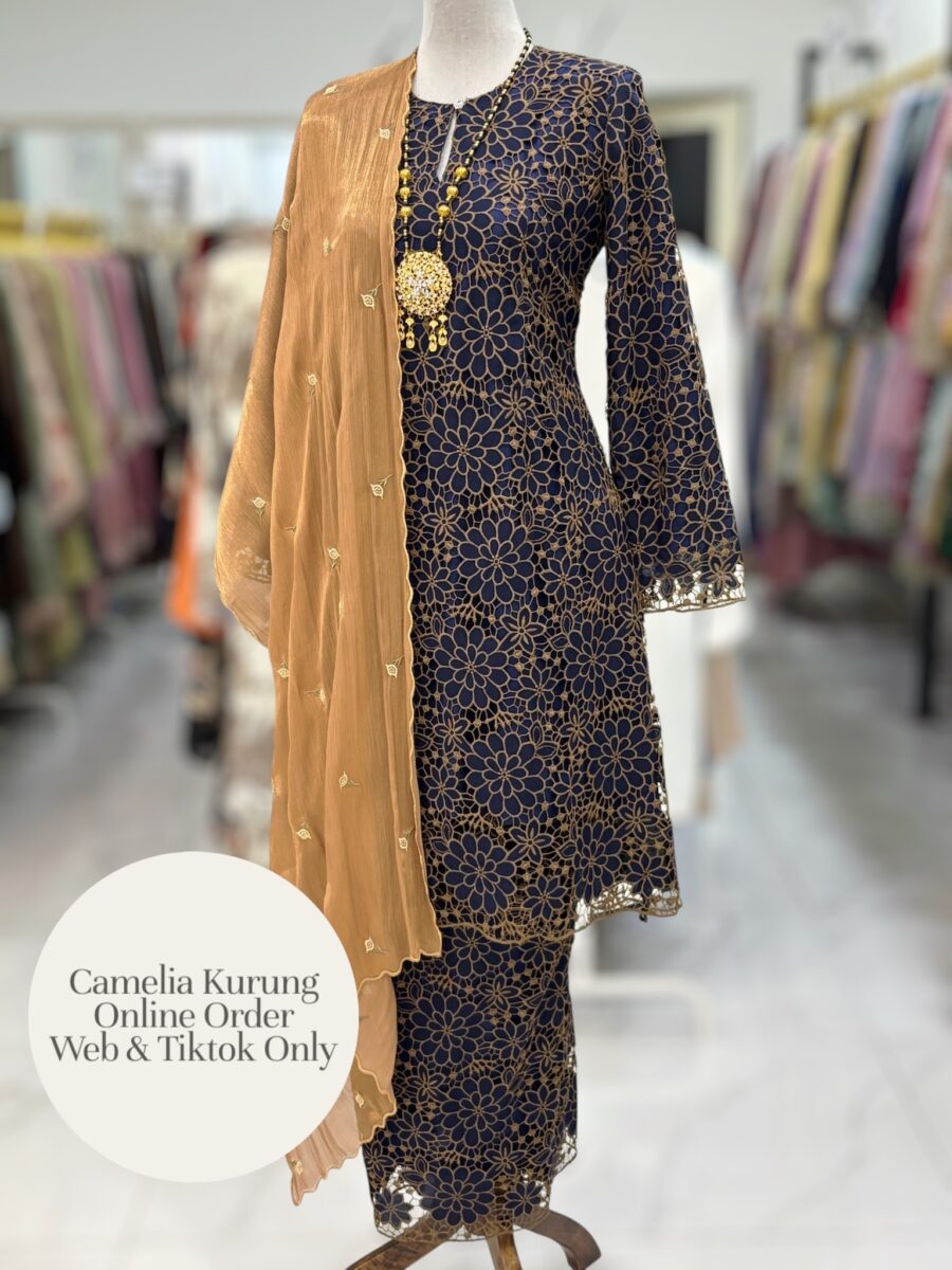 CAMELIA KURUNG PREMIUM LACE EMBROIDERY BLUE BLACK