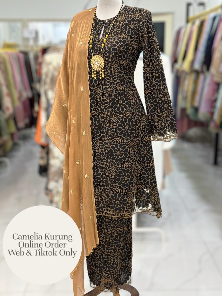 CAMELIA KURUNG PREMIUM LACE EMBROIDERY BLACK