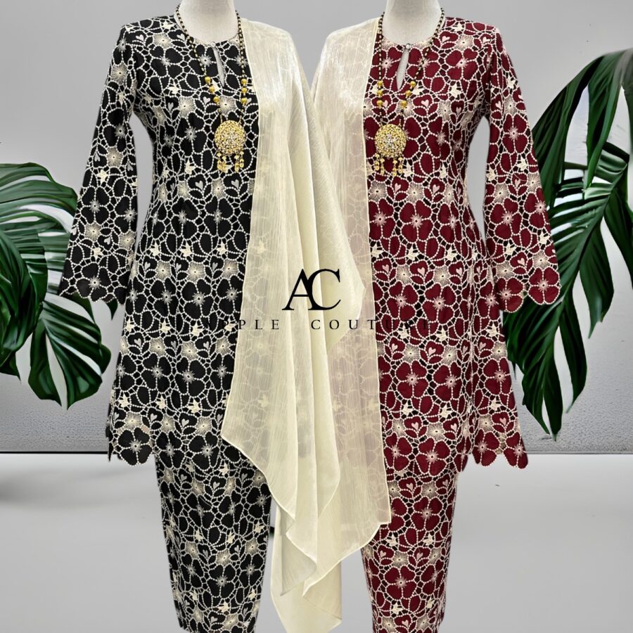 CAMELIA KURUNG PREMIUM LACE EMBROIDERY BLACK - Image 4