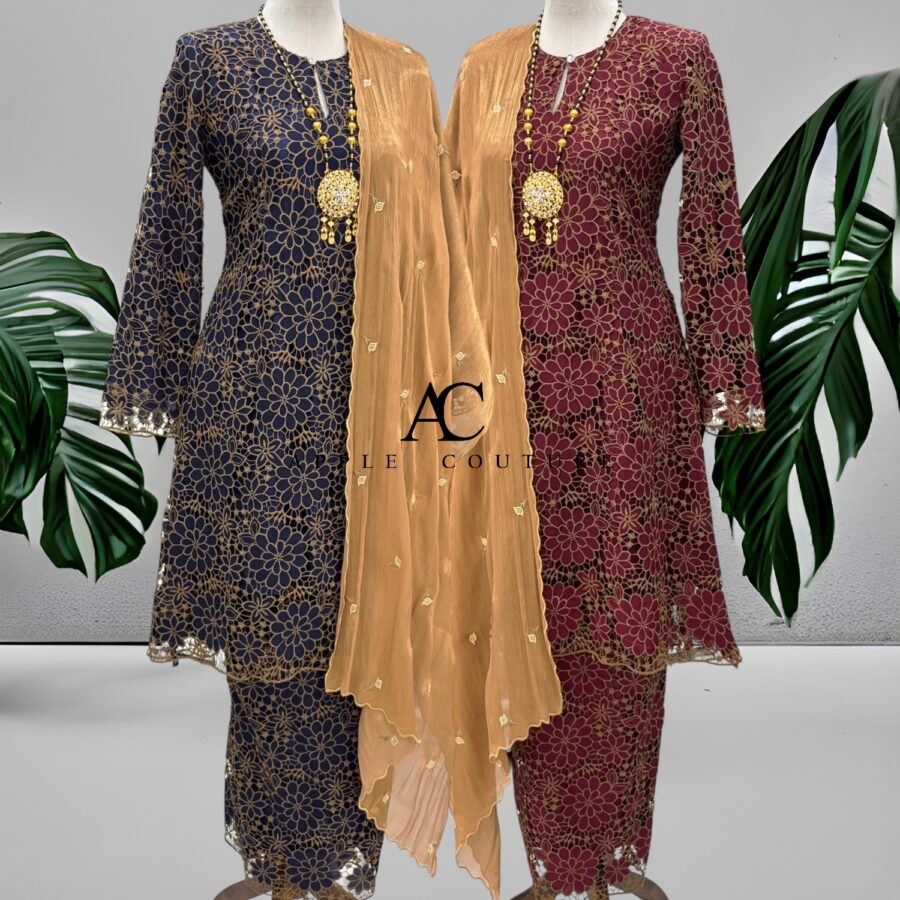 CAMELIA KURUNG PREMIUM LACE EMBROIDERY BLACK - Image 3