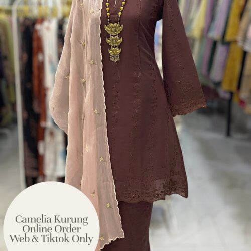 CAMELIA KURUNG PREMIUM ORGANZA COKLAT BELACAN
