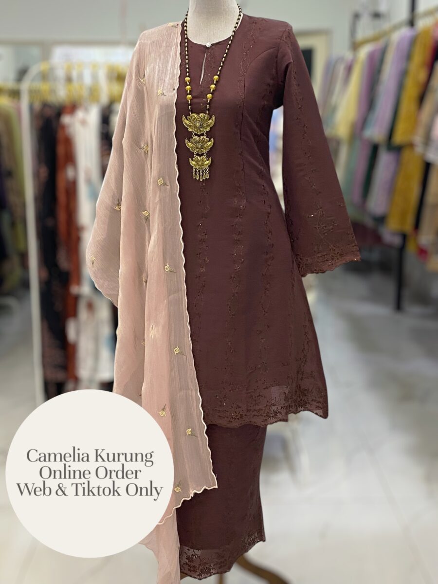CAMELIA KURUNG PREMIUM ORGANZA COKLAT BELACAN