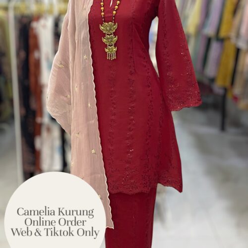 CAMELIA KURUNG PREMIUM ORGANZA BRIGHT RED