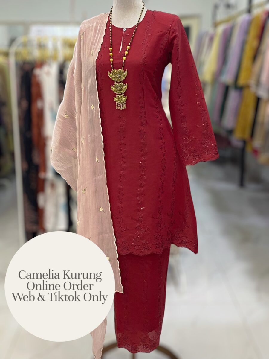 CAMELIA KURUNG PREMIUM ORGANZA BRIGHT RED
