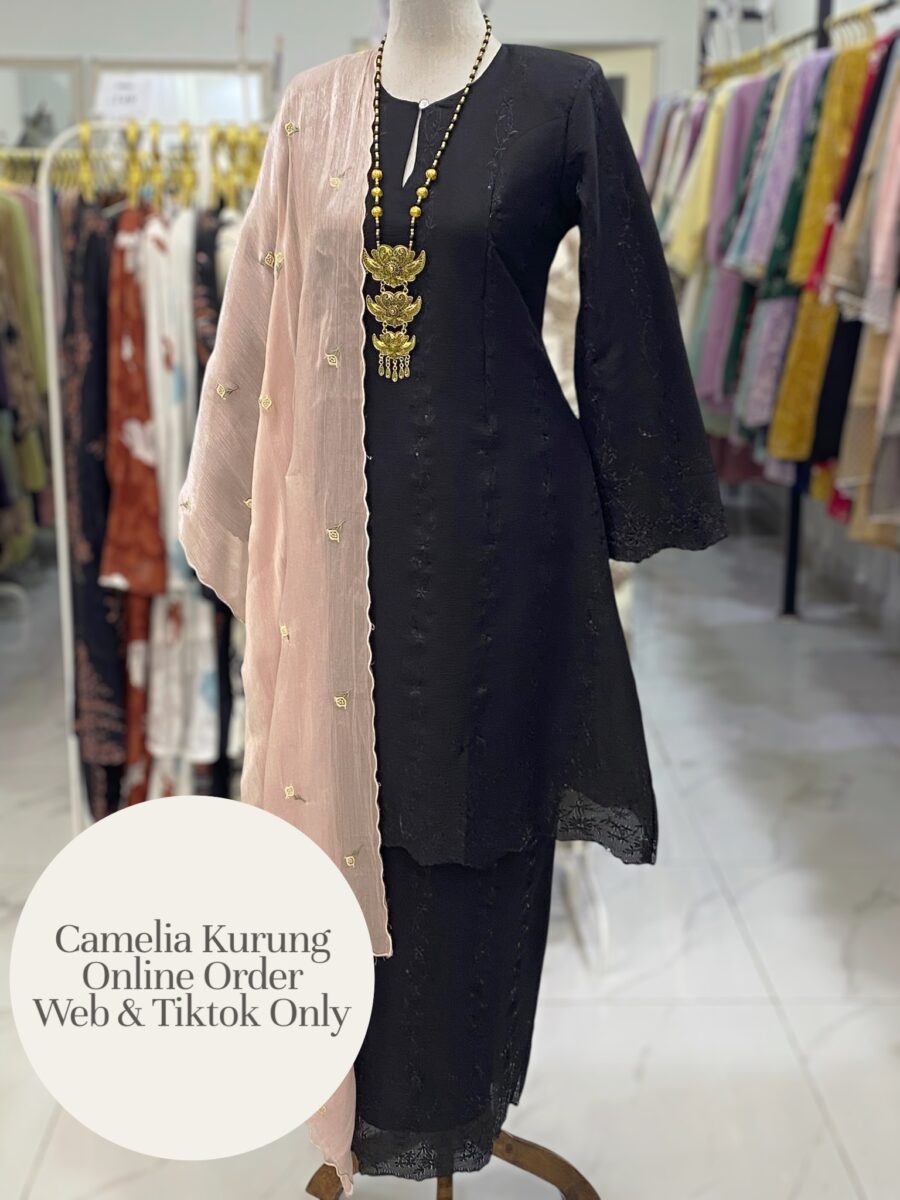 CAMELIA KURUNG PREMIUM ORGANZA BLACK