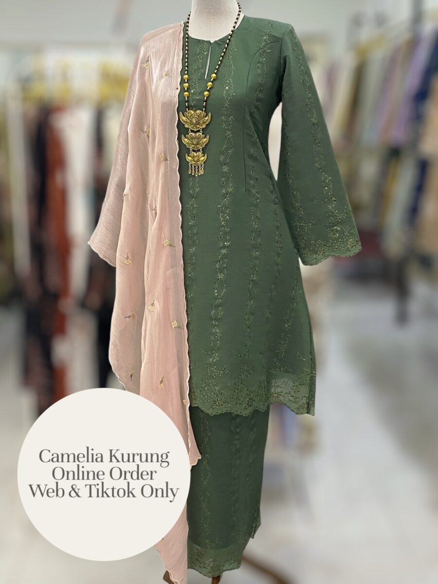 CAMELIA KURUNG PREMIUM ORGANZA EMERALD GREEN