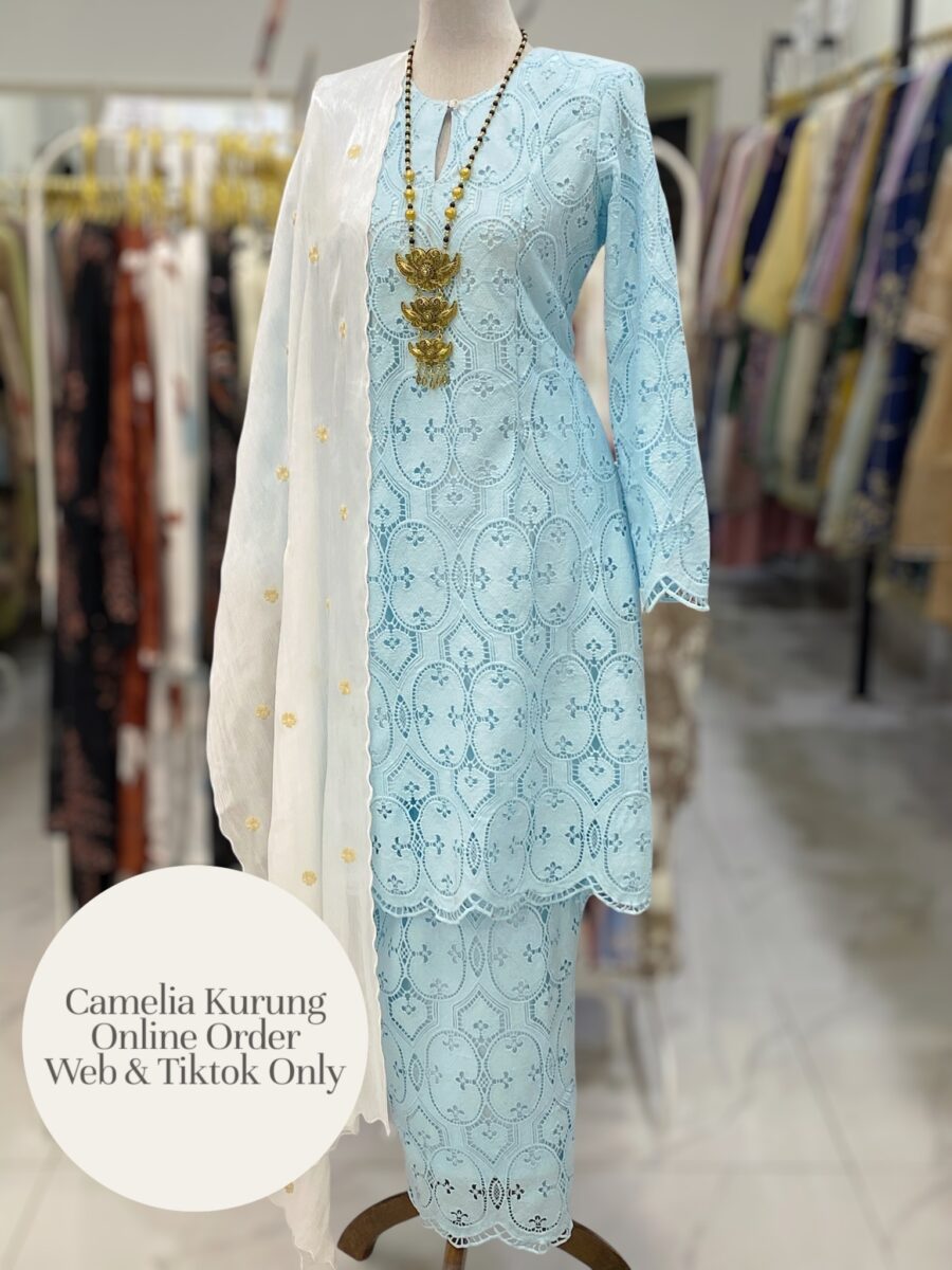 CAMELIA KURUNG PREMIUM LACE EMBROIDERY BABY BLUE
